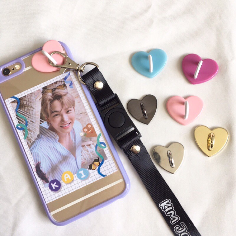 Jual metal heart hook phone charm love shell resin keychain hooks