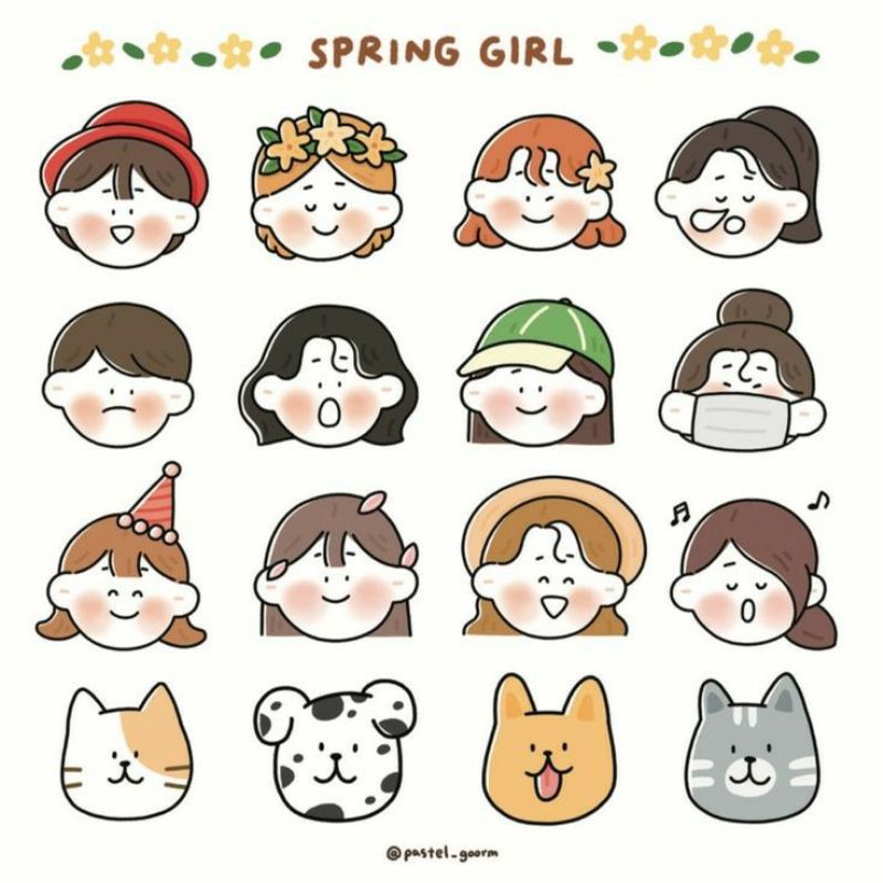 stiker sticker cutting spring girl