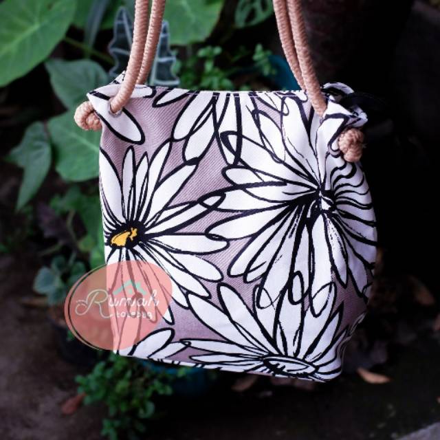 TAS_BDG - TOTEBAG UNIK TALI SUMBU MOTIF FLORA