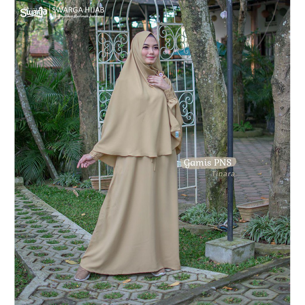 gamis pemda PNS syari khakhi by swarga hijab