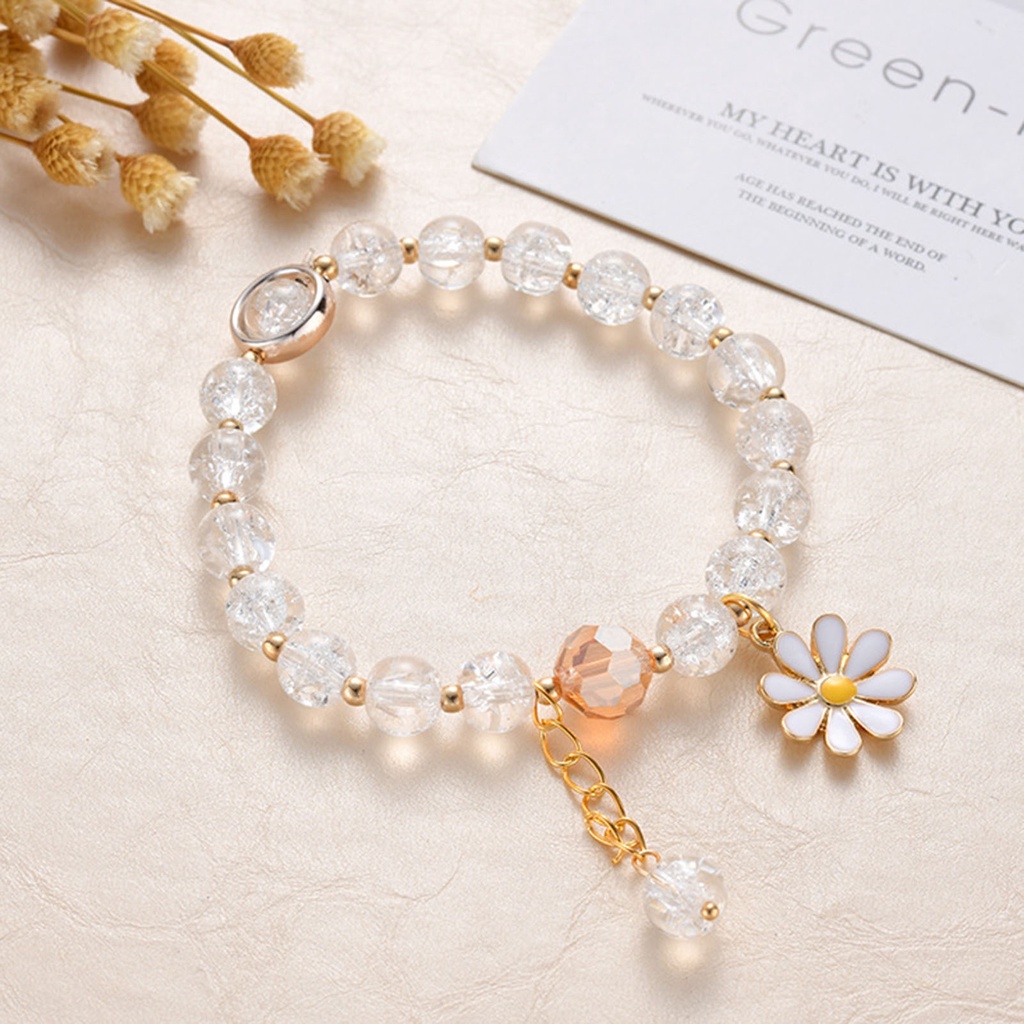 Hu Hu Hu Hu Hu Alat Bantu Pasang Kacamata♡ Gelang Bangle Hias Manik-Manik Kaca Bunga Marguerite Untuk Wanita