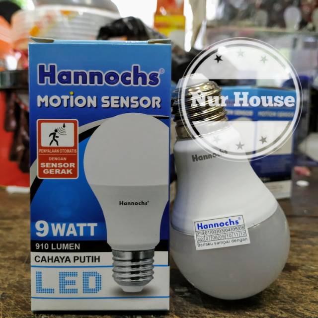 lampu led sensor gerak hannochs 9 watt motion sensor