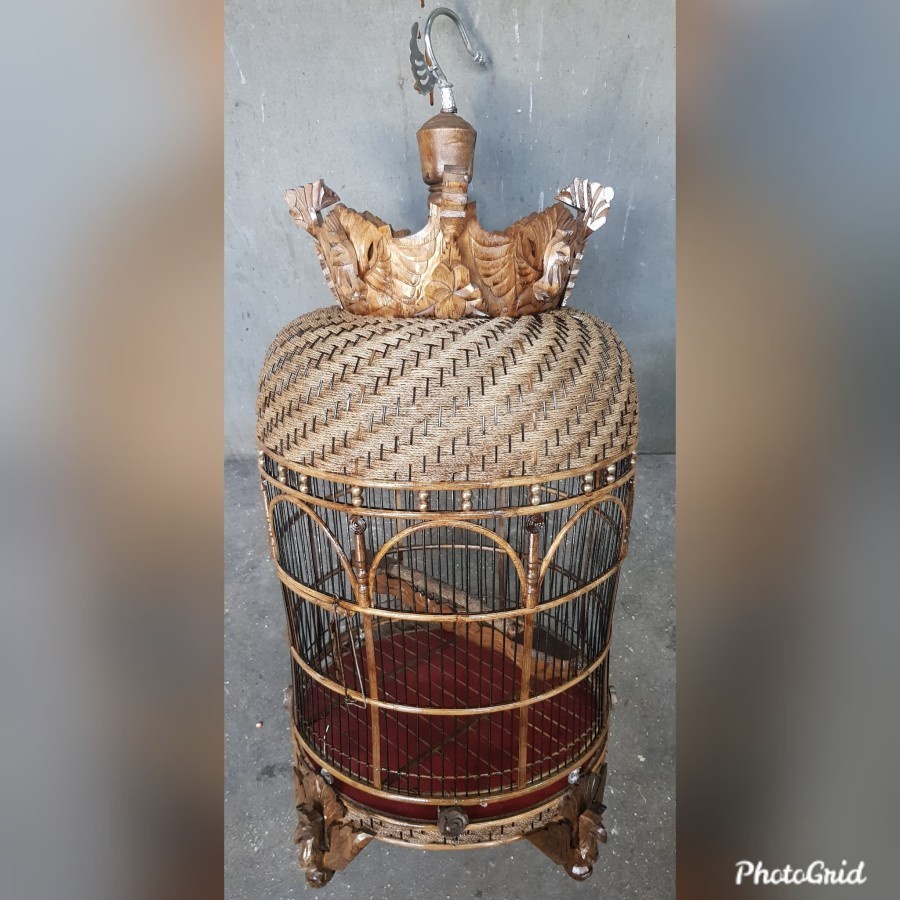 sangkar perkutut mataraman mahkota ukir finishing