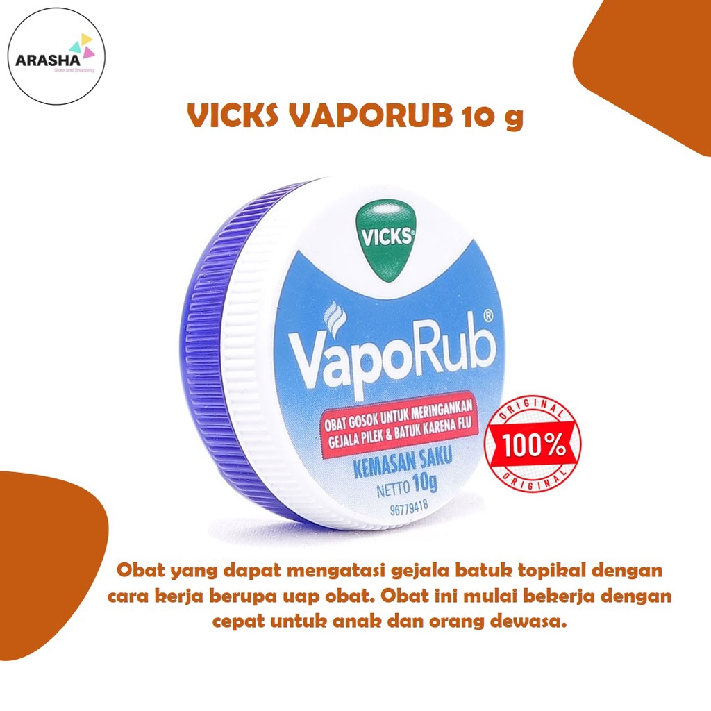 VICKS VAPORUB 10 Gr Melegakan pernapasan/Hidung tersumbat/Pilek