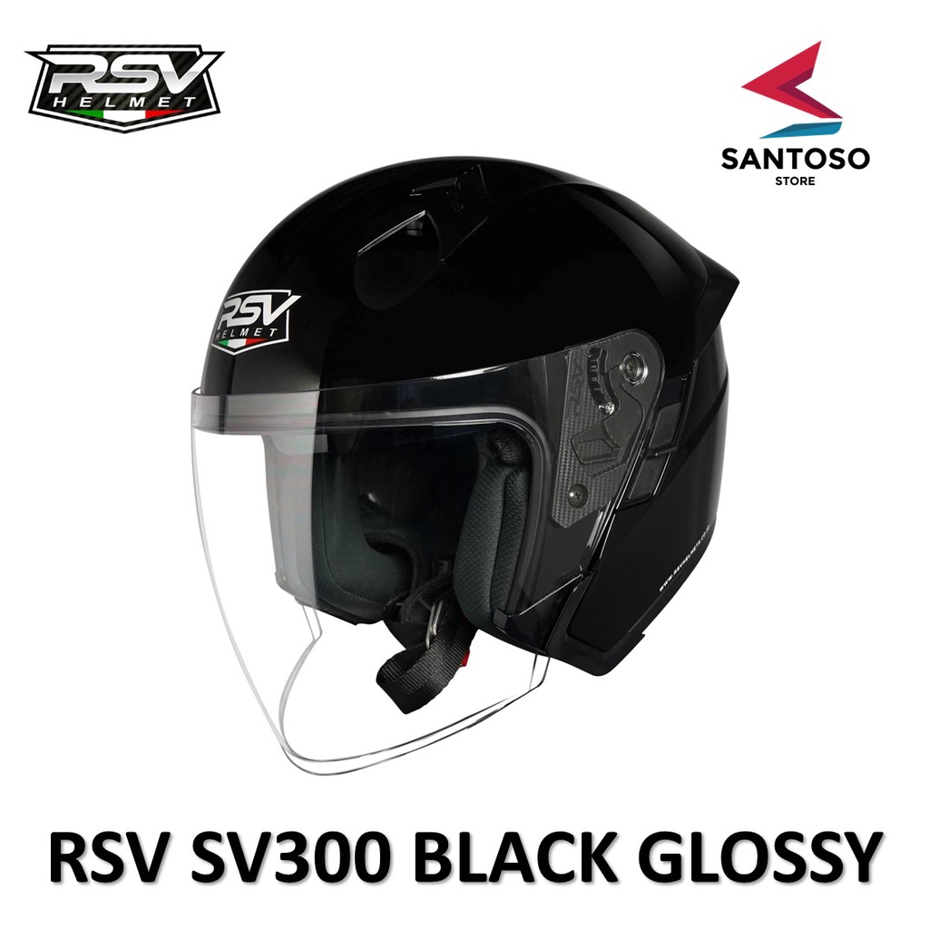 Helm RSV Helmet SV300 Double Visor Black Glossy Half Face Dewasa Licence SNI DOT