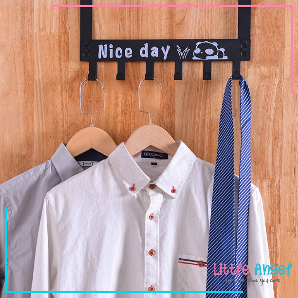 Gantungan Baju Tempel Pintu Minimalis HOOK NICE DAY Belakang Pintu Tanpa Paku Kuat 6 Kaitan Enudden