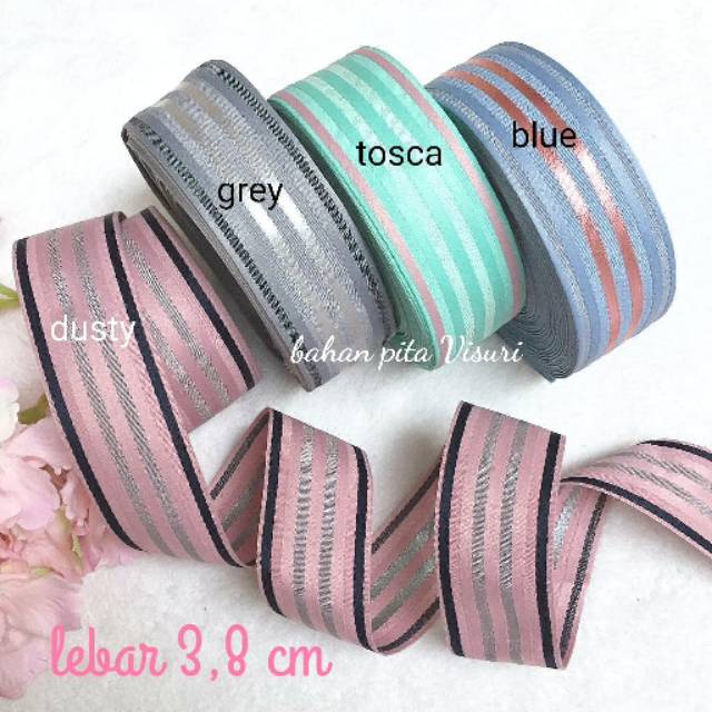 Pita Korea Garis Abu 3,8 cm per yard (90 cm)