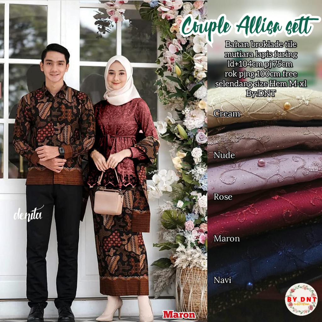 Kebaya Brokat Couple Alisa set Kebaya Modern / Kebaya Tunangan Kebaya Lamaran / Kebaya Wisuda JUMBO