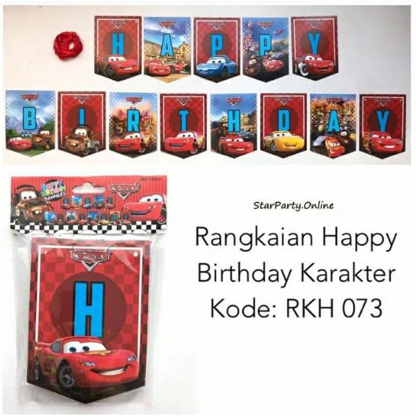 Banner Segi 5 Ultah Karakter /Rangkaian Happy Birthday Karakter/ Bunting Flag Ulang Tahun