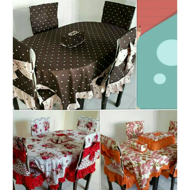 Cover kursi makan 6 kursi plus taplak
