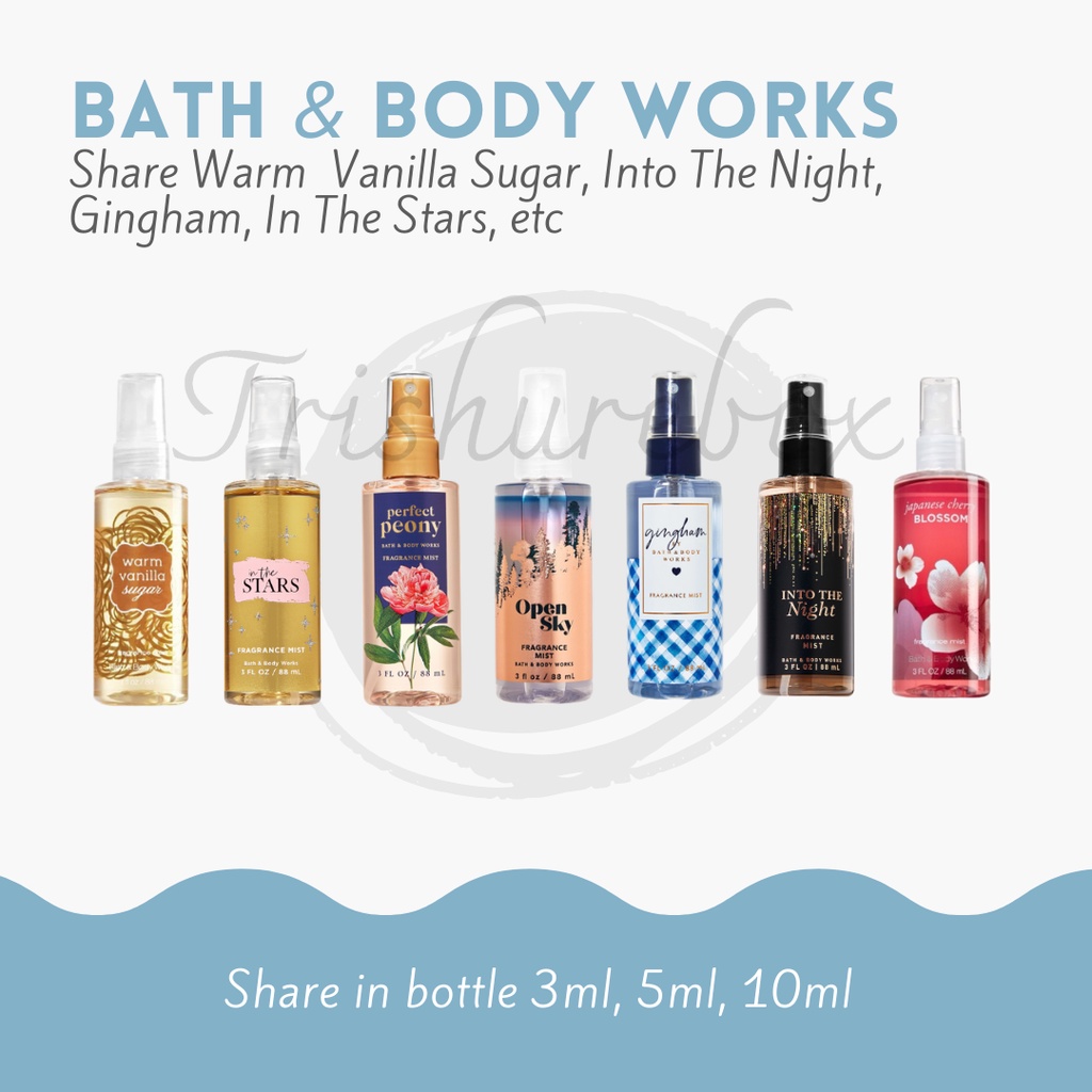 Share Decant Parfum BBW Bath & Body Works Fragrance Body Mist Gingham / Warm Vanilla Sugar / Into Th