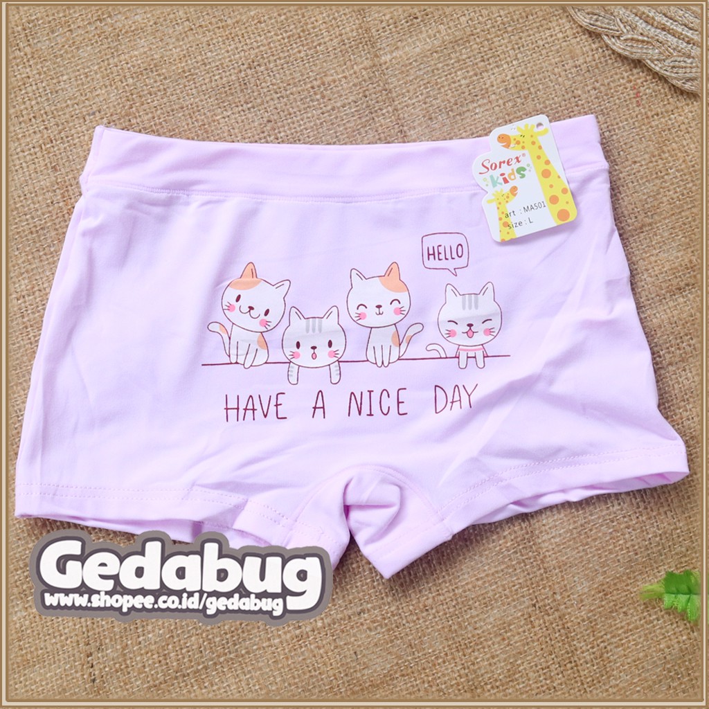 3 Pcs - Celana dalam Boxer anak Sorex Kids MA501 / MA 501 Sweet Playfull | CD anak super soft  | Gedabug