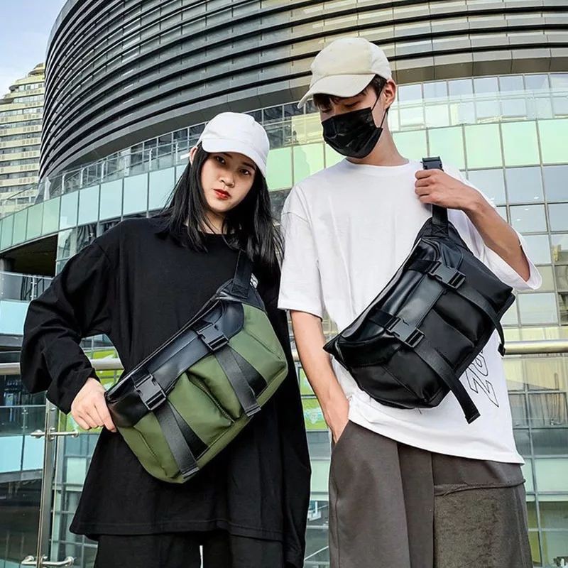 Tas Pinggang Jumbo Unisex Sabuk Tas Hip-Hop Liar Wanita Bahu Messenger Tas Nylon Kain Kapasitas