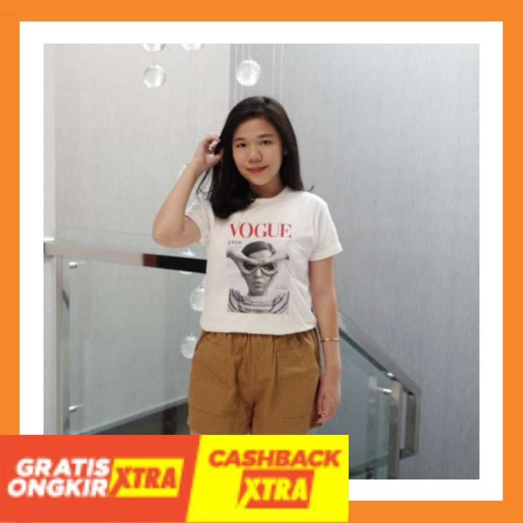 STYLE KOREA KEREN IMPORT MURAH ORIGINAL BISA COD / Kaos Wanita VOGUE / Kaos Wanita Casual / Tshirt