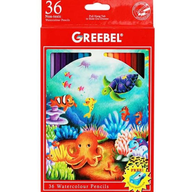 

Pensil Warna Watercolour Greebel 36 Warna Free Serutan Pensil