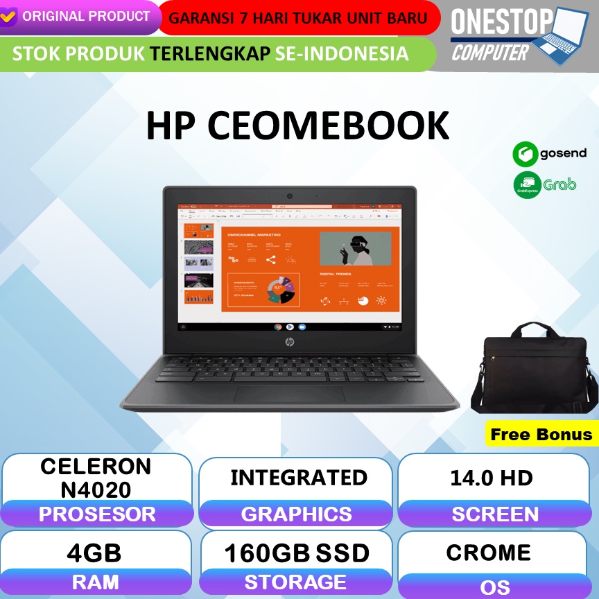 Laptop HP 11 CHROMEBOOK intel celeron n4020 Ram 4gb 160ssd HD