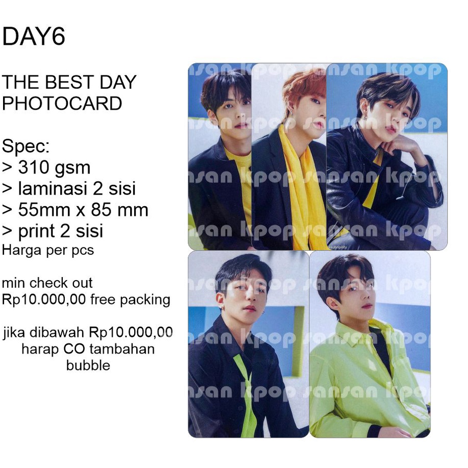 DAY6 THE BEST DAY PHOTO CARD unofficial