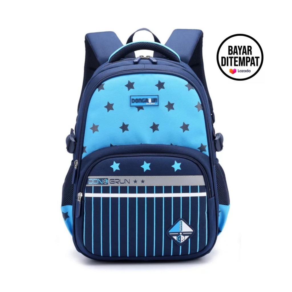 Tas Ransel Sekolah Anak Perempuan Murah TK, SD, SMP Kekinian Model Style Korean VIRAL Tas Ransel Bintang Salur Anak