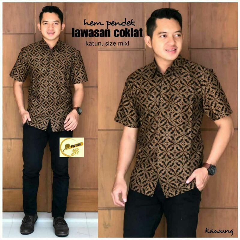 HEM batik atasan batik cowok lengan pendek motif terbaru