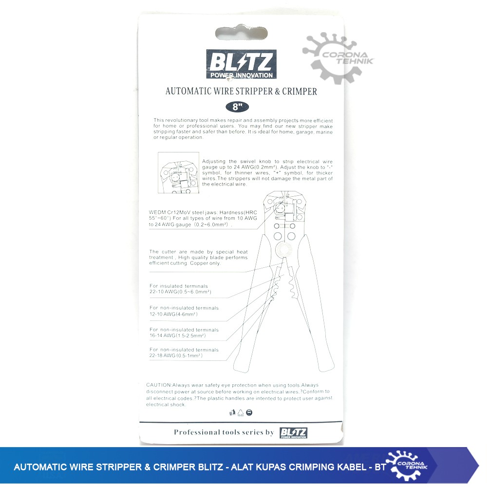 Automatic Wire Stripper Crimper Blitz - Alat Kupas Crimping Kabel - BT