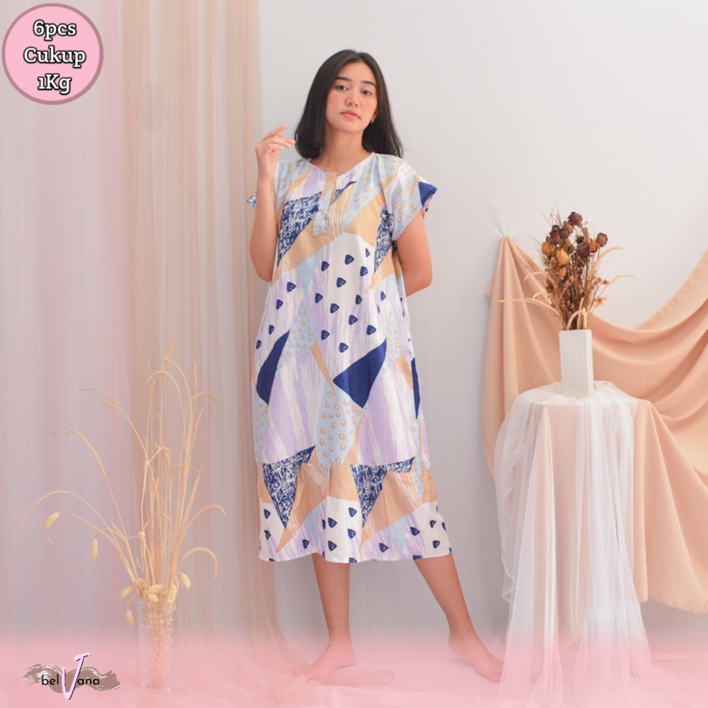 Daster Ruffle | Rufle | Viral Rayon Handprint Busui Friendly Dan Non Busui Fit XXL-[RFL] M