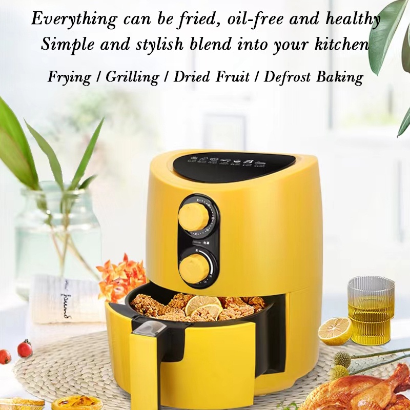 Air Fryer 5 Liter Rakii Import | Air Fryer Menggoreng Tanpa Minyak Warna Kuning High Quality