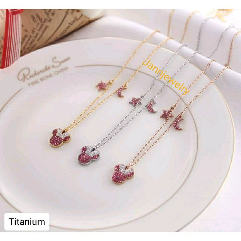 kalung anak &amp; dewasa mikey titanium asli anti karat&amp;alergi