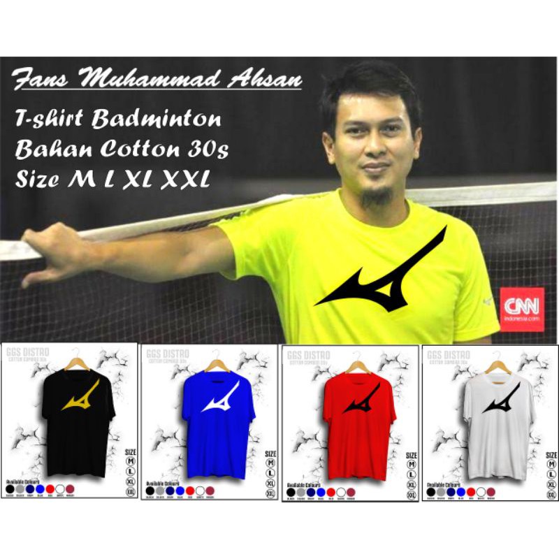Baju Tshirt Badminton Ahsan timnas Indonesia - kaos bulutangkis - kaos santai