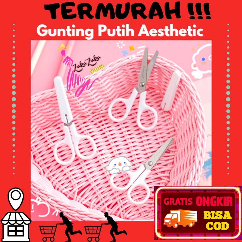 

TERMURAH!!! Gunting Kertas Putih Aesthetic / White Scissors Korean Style Estetik Scrapbook Journal Alat Tulis Kantor Korea