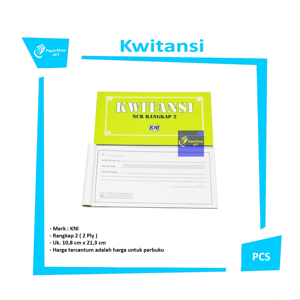 

KNI - Buku Kwitansi Rangkap 2 NCR - Pcs