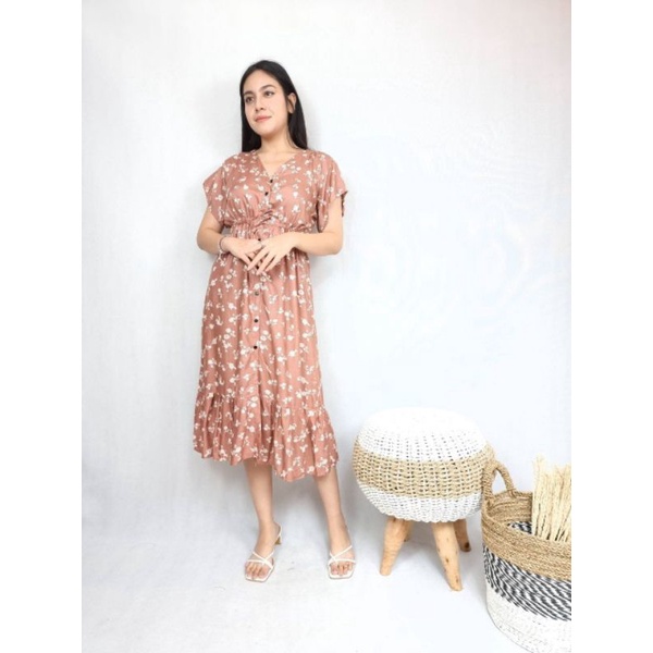 Daster Bumil Busui Friendly/ Daster Kerut Tali Pinggang/ Daster Nagita Celonci Salem/ Daster Kancing