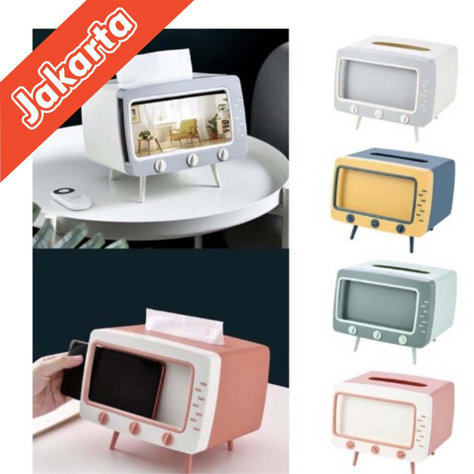 ❤GTB❤  R276 Tempat Tisu bentuk TV (Kotak tisu Box TV) desktop tv tissue Smartphone holder TV retro