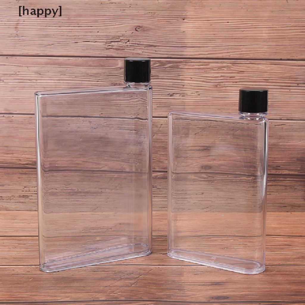 HA Fashion Water Bottle Portable Clear Book Portable Paper Pad Water Bottle Flat   ID