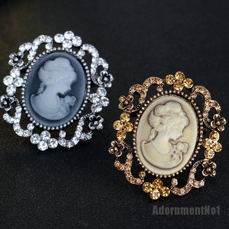 (Adornmentno1) 1pc Bros / Pin Gaya Victoria Motif Cameo Aksen Kristal Untuk Aksesoris Wanita / Pesta Pernikahan