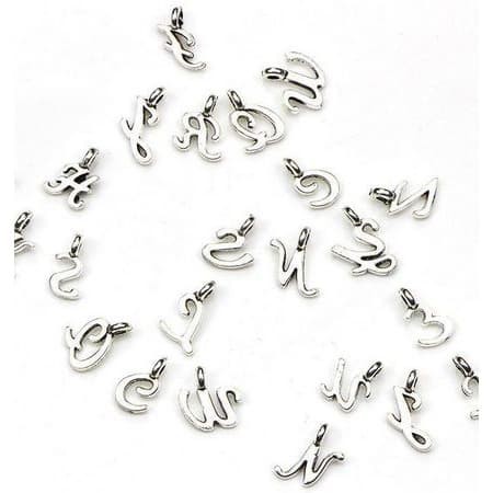 Tibetan Silver 26 Letter Charms - Charm Motif 26 Huruf (52pcs)