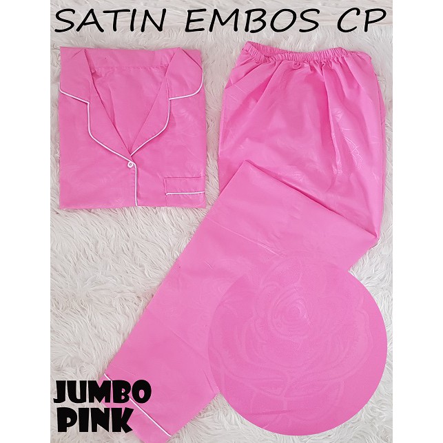 HipNop SATIN CP EMBOS JUMBO BAJU TIDUR WANITA CELANA PANJANG PIYAMA CEWE CEWEK SLEEPWEAR MAROON-8