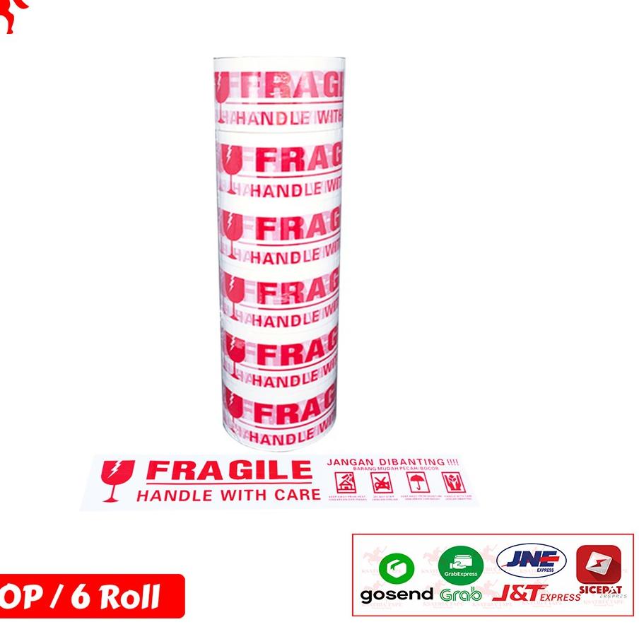

Model baru - Lakban OPP Tape / Lakban Fragile Putih KSATRIA Tape 60 Yard 1 Slop