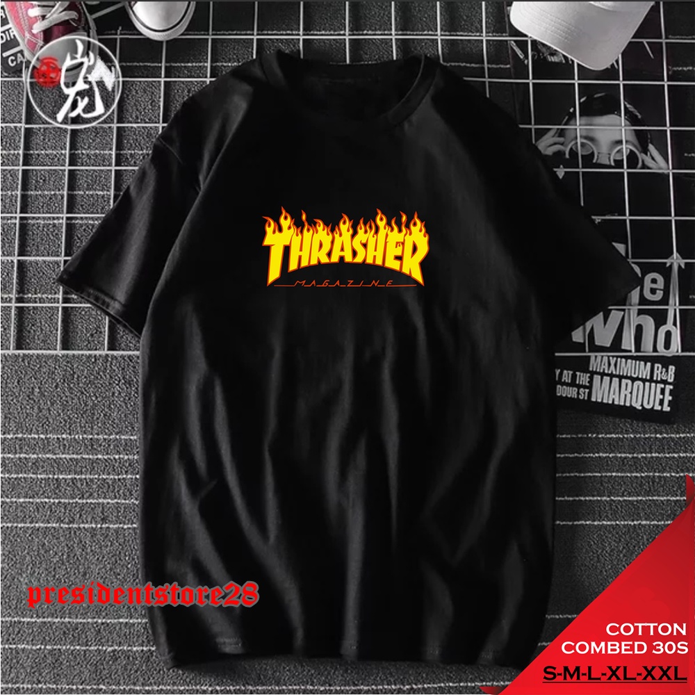 KAOS TSHIRT DISTRO THRASHER / KAOS THRASHER FLAME PREMIUM / KAOS THRASHER PRIA WANITA