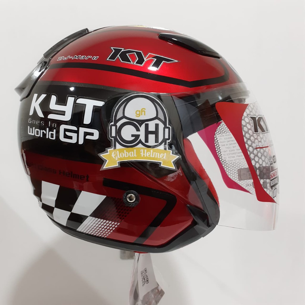 HELM HALF FACE KYT DJ MARU KYT DJMARU MOTIF #11 BLACK MAROON