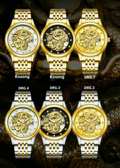 Jam tangan pria original automatic "Tevise Dragon" import