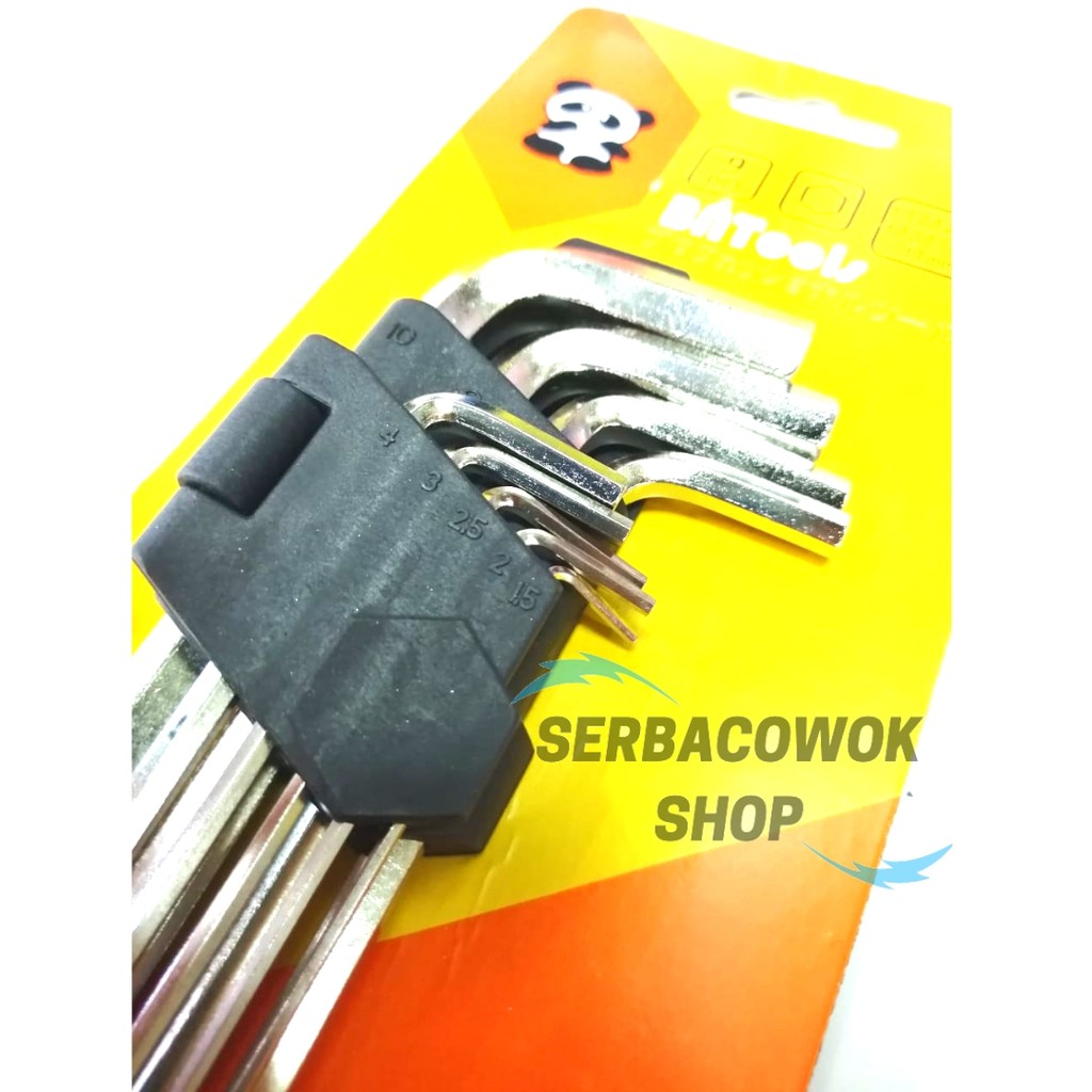 Kunci L Panjang Hexagonal Set 9 pcs Hex Key Extra Long Termurah Berkualitas