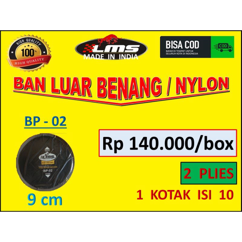 1 box BP 02,LMS the best patch tire,tambal ban dingin,LMS,tambal tip top