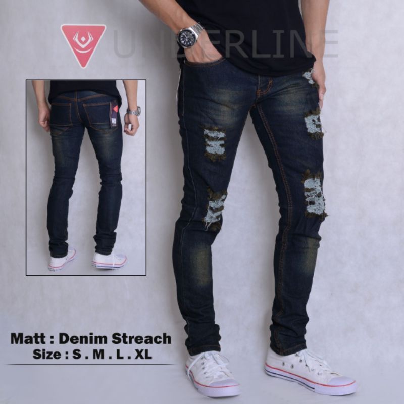 celana jeans panjang pria - celana jeans panjang  sobek pria - celana jeans streach pria