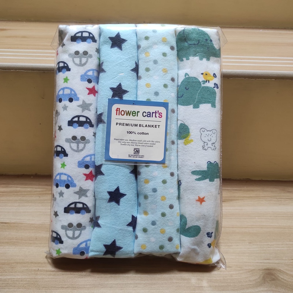 Bedong Bayi Motif Lembut 4in1 Perempuan Laki-Laki Bahan Katun Flanel Perlengkapan Bayi Baru Lahir