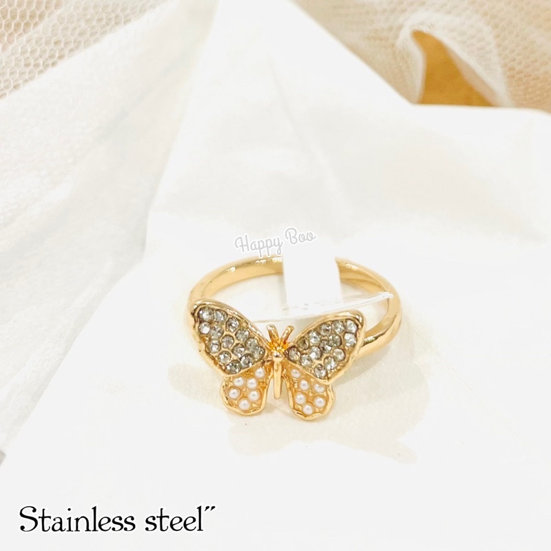 cincin cin-cin butterfly permata stainless rhodium bl1