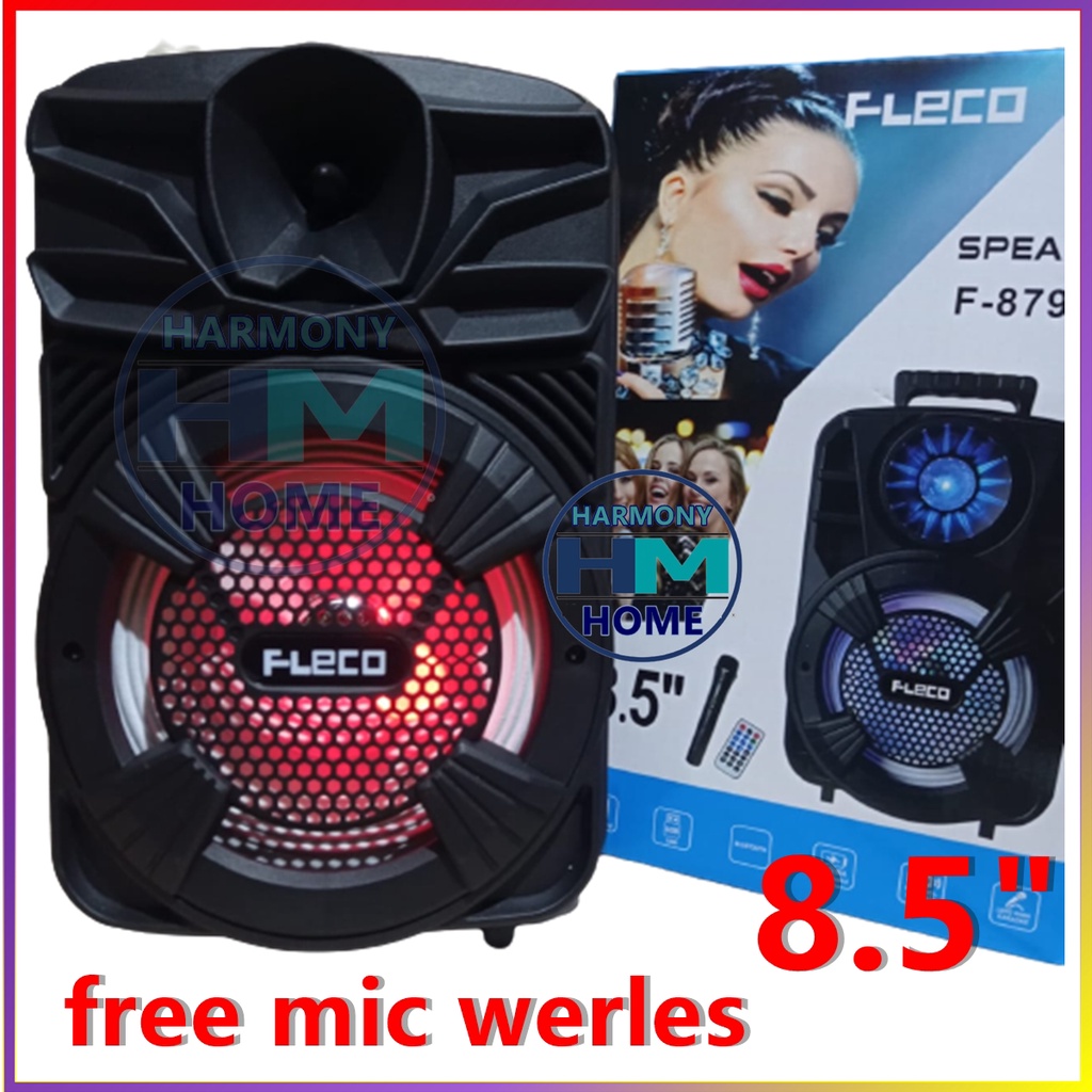 Speaker Bluetooth Karaoke Fleco F 8791M/F8792 + Bonus Mic Wireless FREE REMOT