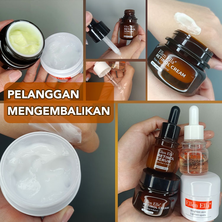 ELLEN ELLA Perbaikan kulit dimulai dengan triple retinol Morning C Night A Perawatan kulit Anti-penuaan Menghilangkan Kerut Fade Garis Halus Set EEMNS Cute Pumpkin