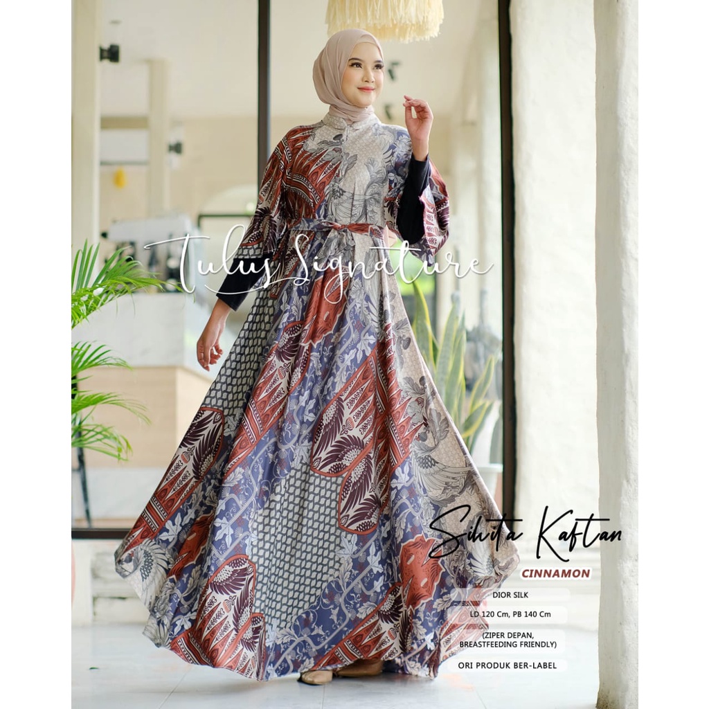 KAFTAN/DRESS SUPER ELEGAN KHAS BUTIK ~ BAHAN DIOR SILK PREMIUM ~ SIHITA KAFTAN ORIGINAL TULUS SIGNAT