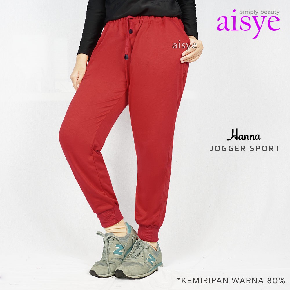 Celana Jogger Pants Sporty Aisye Wanita Korean Style Joger Training Panjang Sport Cewek Babyterry