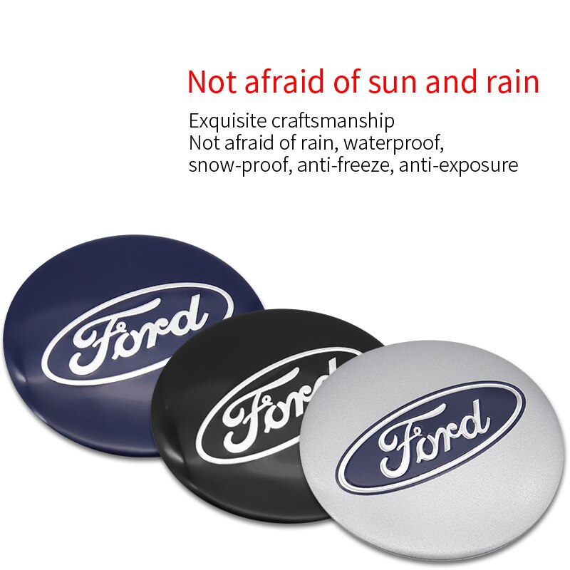 4pcs Stiker Cover Hub Tengah Velg Mobil Bahan Aluminum 56mm Untuk Ford Ka Focus Fiesta Ranger T6 / T7 / T8 Model Fusion